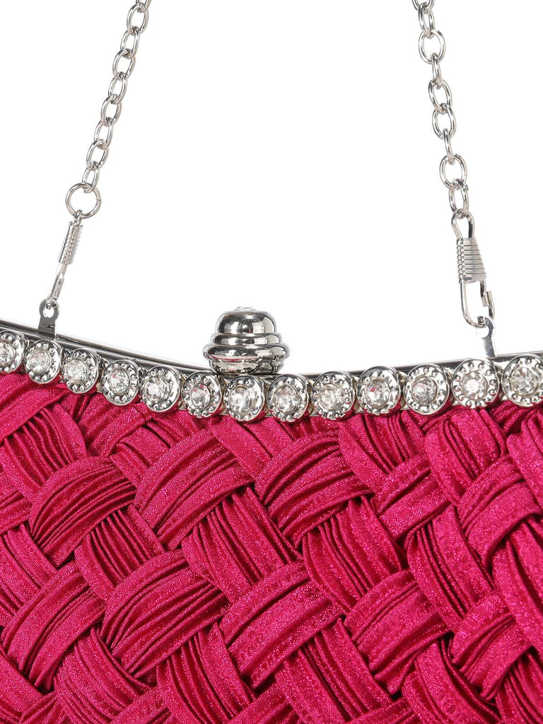 Satin Woven Diamond Evening Bag - vintage fashion, retro style