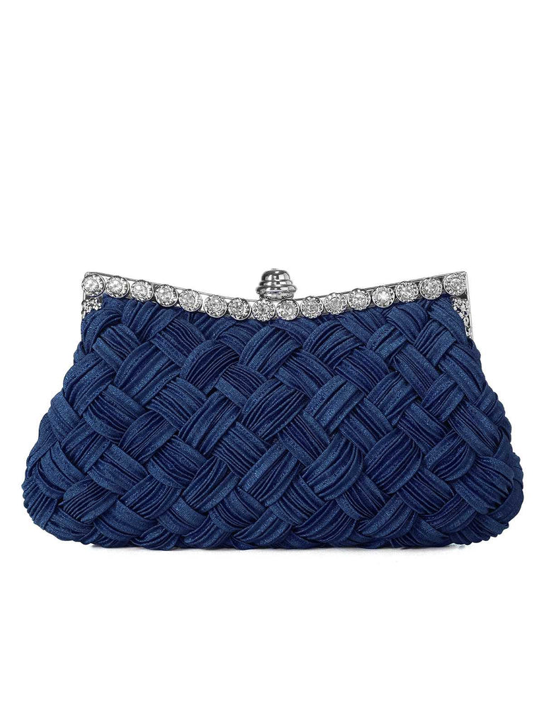 Satin Woven Diamond Evening Bag - vintage fashion, retro style