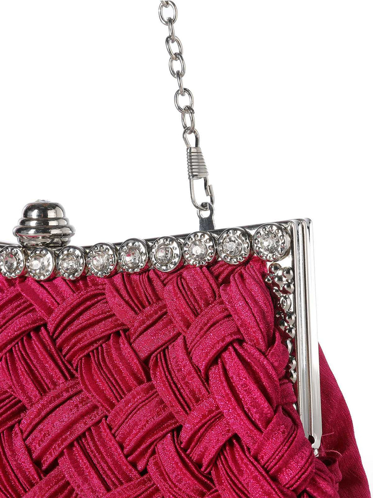 Satin Woven Diamond Evening Bag - vintage fashion, retro style