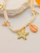 Seashell Starfish Charm Beach Necklace - vintage accessory, retro jewelry, classic style for vintage lovers