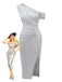 Silver 1920s Sequin One-Shoulder Side-Slit Dress - vintage dress, retro fashion, Gatsby party