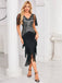 Silver 1920s Sequined Tassel Mesh Patchwork Dress - vintage dress, retro fashion, Gatsby party