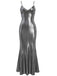 Silver 1930s Spaghetti Strap Mermaid Dress - vintage dress, retro fashion
