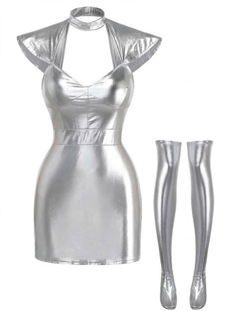 Silver 1960s Futuristic Metallic Space Costume, vintage fashion, retro style - perfect for women who love vintage and retro fashion