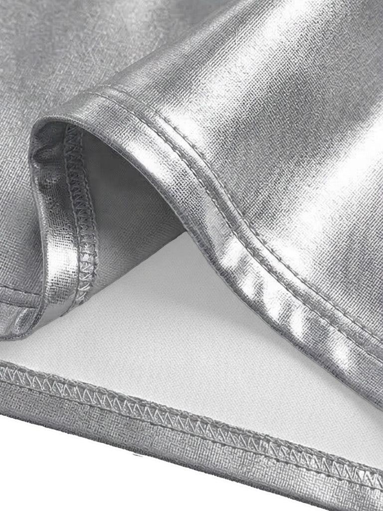 Silver 1980s Metallic Bikini Set 3PCS, vintage swimsuit, pin-up swimwear - perfect for women who love vintage and retro fashion