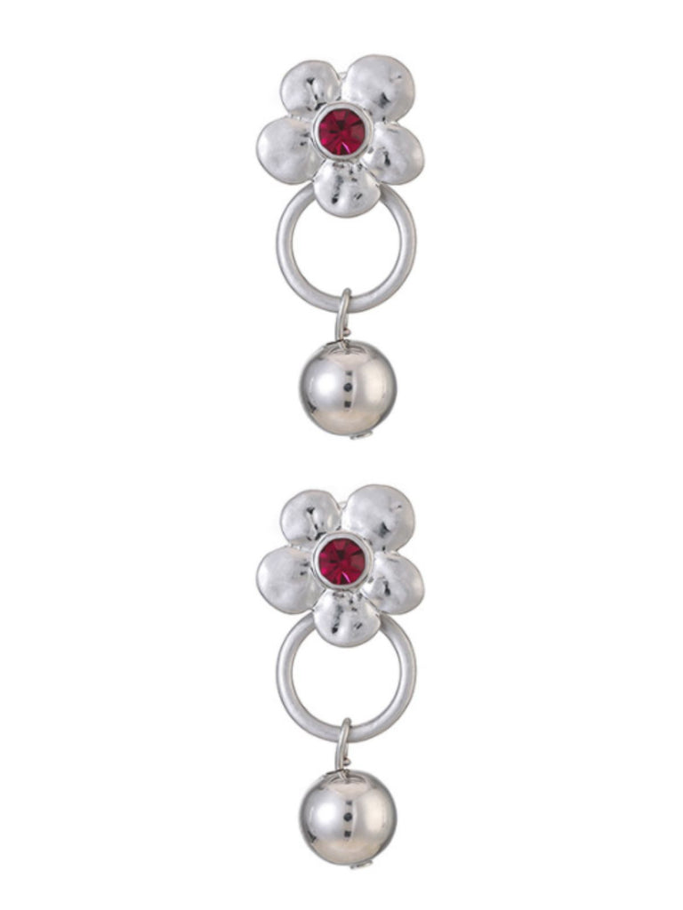 She adds this Silver & Red Rhinestone Flower Bell Earrings and suddenly it's vintage perfection