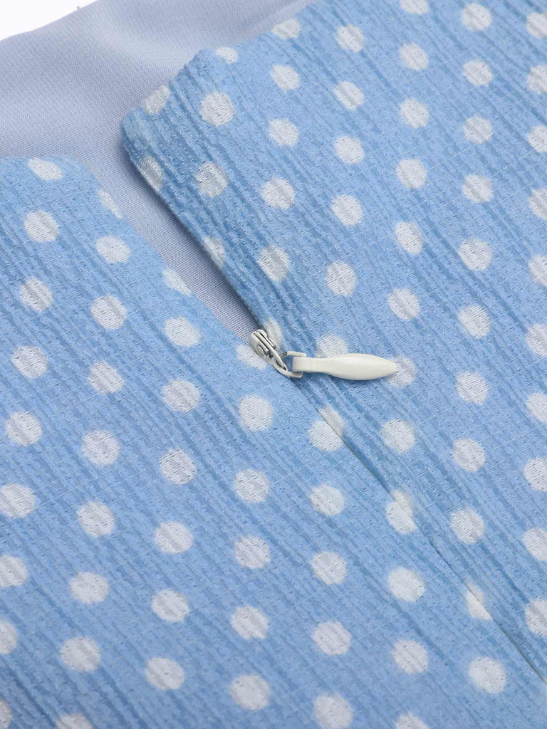 Sky Blue 1950s Strap Polka Dot Swing Dress: timeless style reimagined