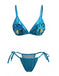 Sky Blue 1980s Sequined 3D Floral Bikini Set, vintage swimsuit, pin-up swimwear - perfect for women who love vintage and retro fashion