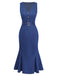 Blue 1930s Denim Sleeveless Mermaid Dress