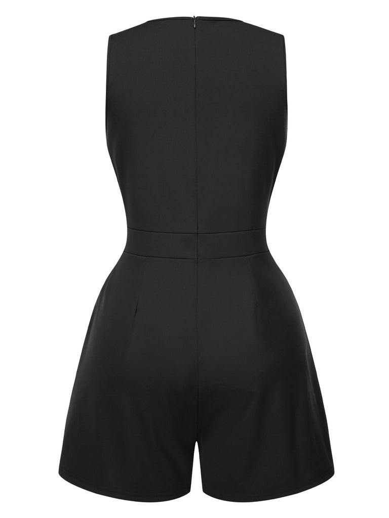 Solid 1960s Surplice VNeck Sleeveless | 1960s | vintage romper, retro jumpsuit