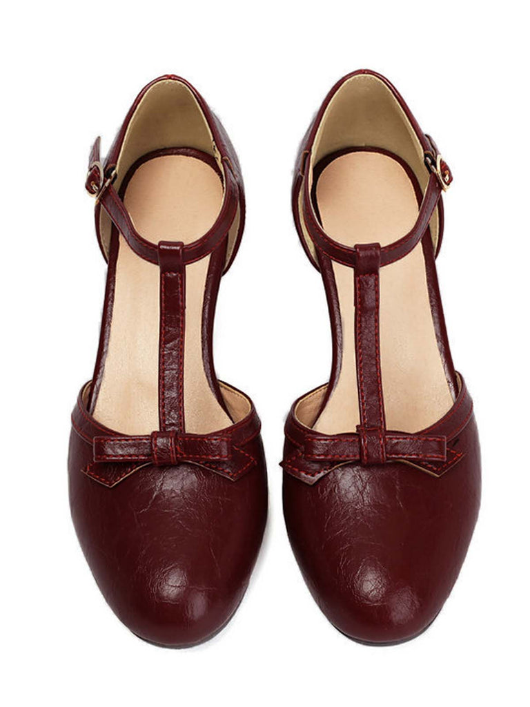 Solid Bow Ankle Strap Mary Jane Heels, vintage shoes, retro heels - perfect for women who love vintage and retro fashion