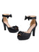 She finds her vintage story in this Solid Bow Peep Toe High Heels Sandals