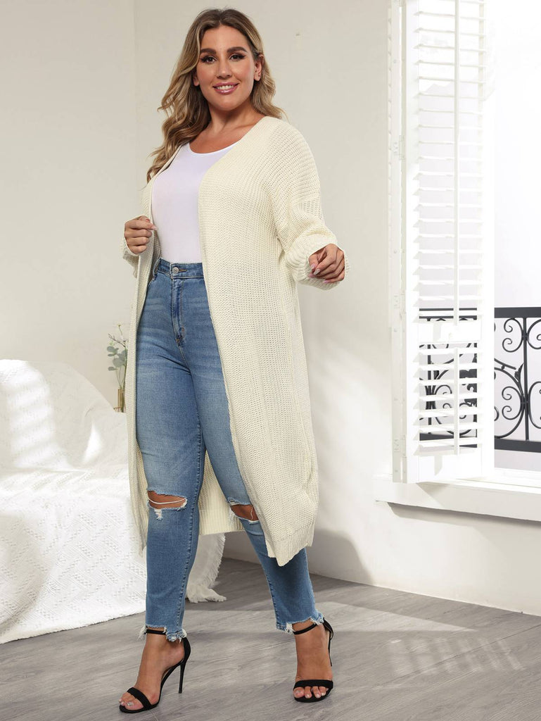 Solid Color 1960s Knitted Long Cardigan: timeless style reimagined