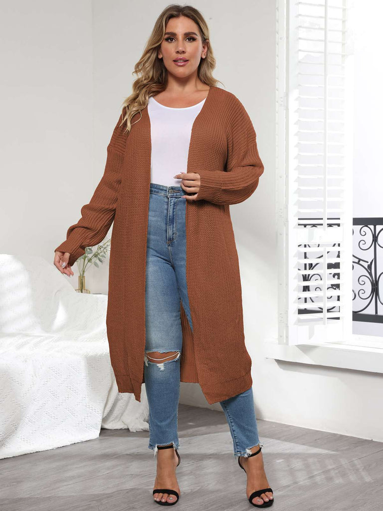Solid Color 1960s Knitted Long Cardigan: timeless style reimagined