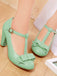 Solid Leather Bowknot T-Strap Chunky Heels — vintage vintage charm for her modern wardrobe
