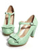 Solid Leather Bowknot T-Strap Chunky Heels: timeless vintage elegance she makes her own