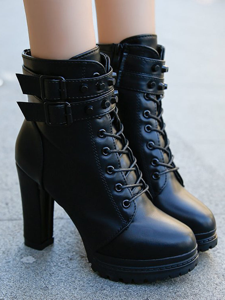 Solid Leather Pointed High Heels Boots: timeless vintage elegance she makes her own