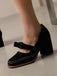 Solid Suede Mary Jane Bow Detail Pumps - vintage fashion, retro style