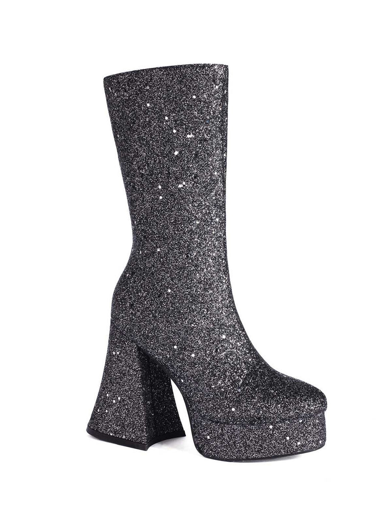 Square Toe Sequined Chunky Heel Mid-Calf Boots: timeless vintage elegance she makes her own