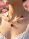Strawberry Heart Pendant Gold Chain Necklace - vintage fashion, retro style, glamorous gold