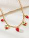 Strawberry Heart Pendant Gold Chain Necklace - vintage fashion, retro style, glamorous gold