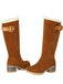 Suede buckle Faux Fur Knee-High Boots - vintage fashion, retro style
