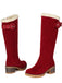 Suede buckle Faux Fur Knee-High Boots - vintage fashion, retro style