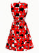True Red 1960s Checkered Floral Bow Mod Dress, vintage dress, retro fashion - vintage inspired fashion