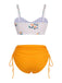 Turmeric 1940s Spaghetti Strap Roses Swimsuit — because 1940s glamour never goes out of style