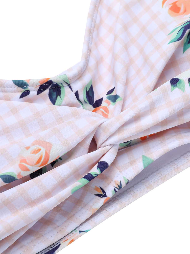 Turmeric 1940s Spaghetti Strap Roses Swimsuit — 1940s poolside glamour meets sun-drenched confidence