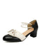 Two-Tone Bow Block Heel Mary Jane Pumps - vintage fashion, retro style for vintage lovers