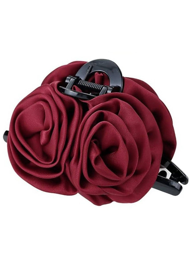 Valentine's Day 3D Floral Satin Hair Claw Clip - vintage fashion, retro style
