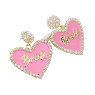 Valentine's Day Bride Heart-Shaped Pearl Earrings - vintage fashion, retro style