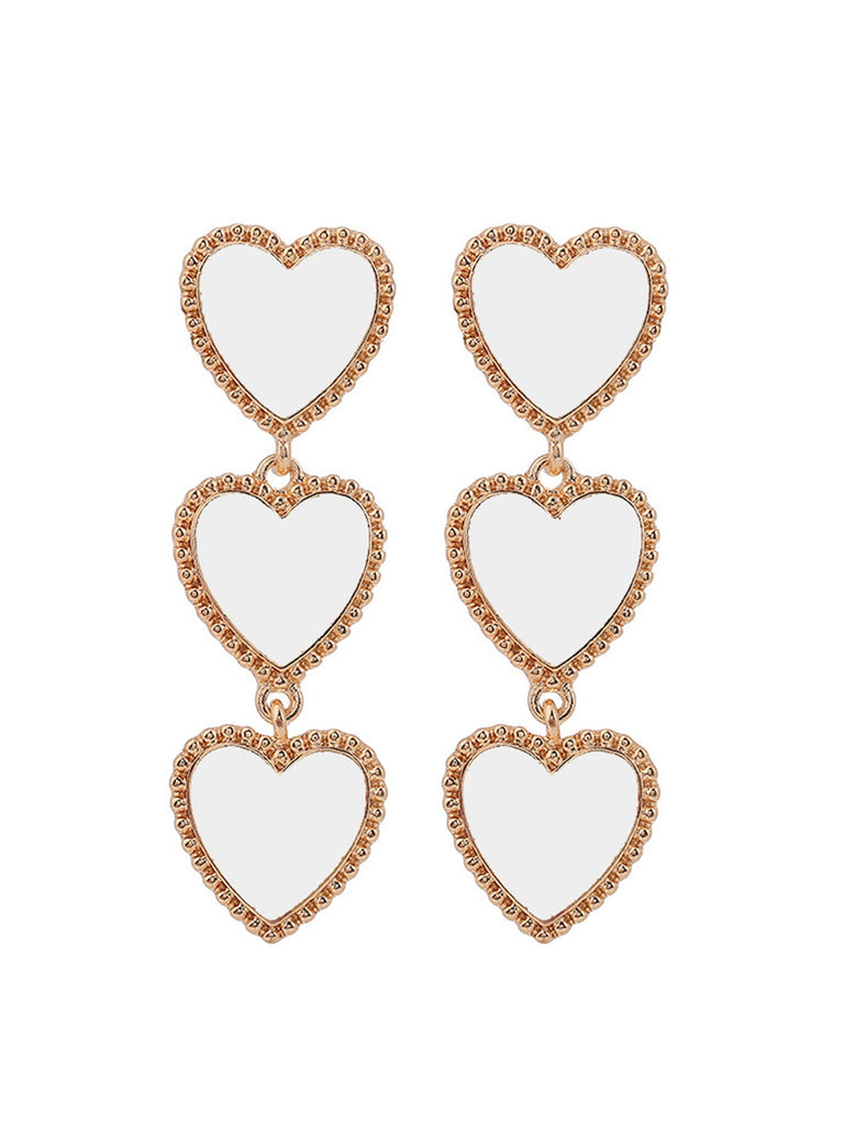 Valentine's Day Triple Heart-Shaped Pendant Earrings - vintage fashion, retro style