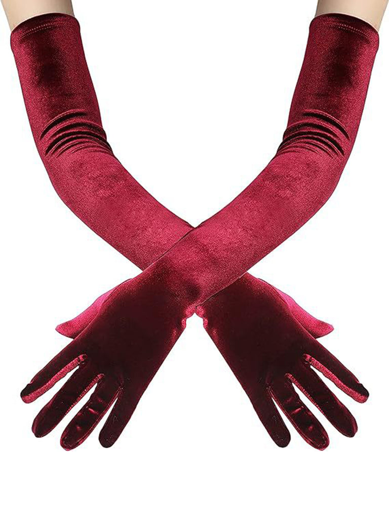 Velvet Party Solid Vintage Long Gloves — the 1950s finishing touch that makes her outfit sing