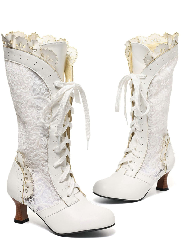 Victorian Style Lace Up Kitten Boots - vintage fashion, retro style