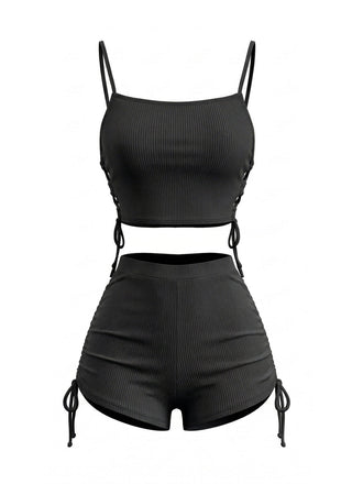 Vintage 1940s Spaghetti Strap Ruched Tankini Set, vintage fashion, retro style - perfect for women who love vintage and retro fashion