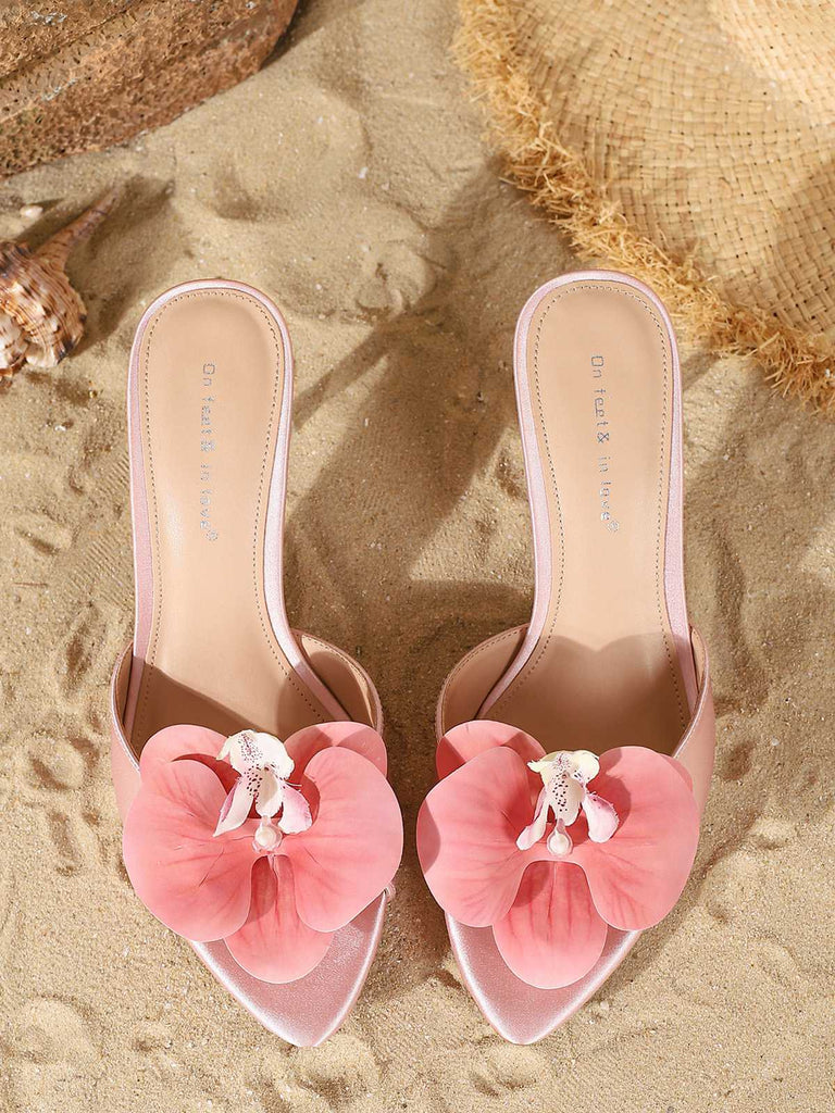 Vintage 3D Floral Pointed Toe Stiletto Sandals: beautiful vintage fashion, retro style, classic elegance with timeless appeal