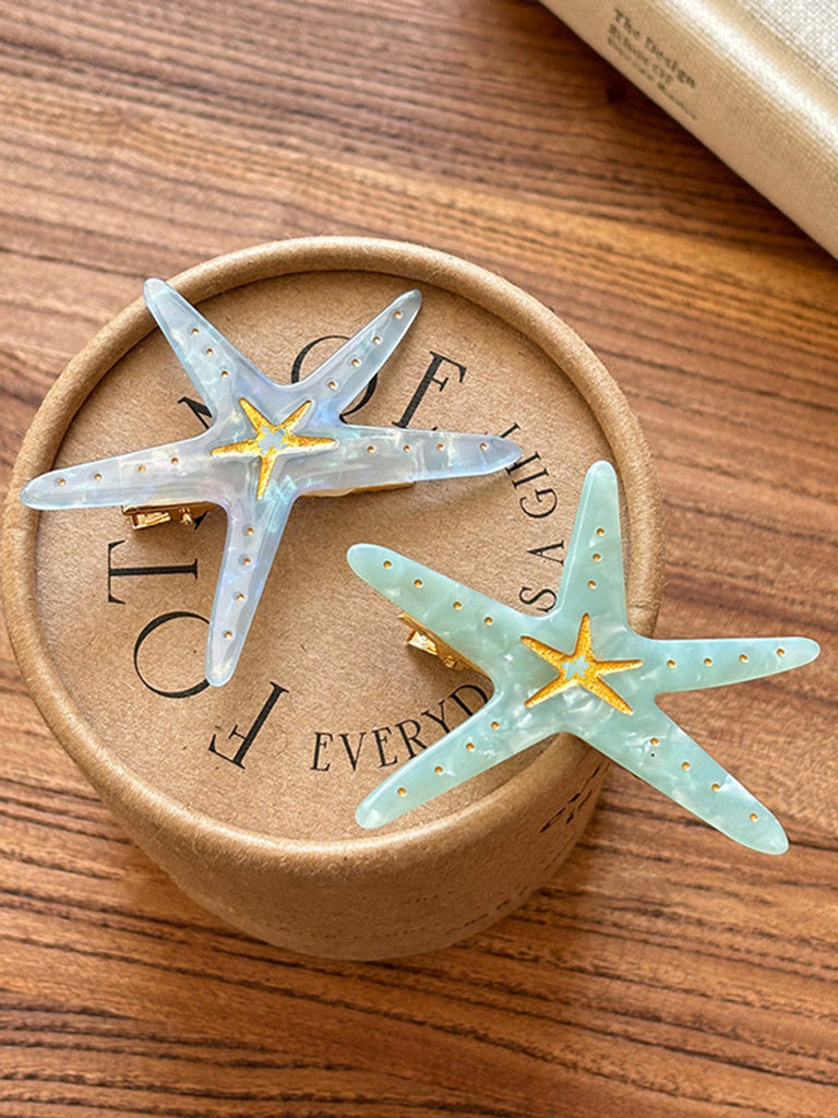 Vintage Acetate Acid Starfish Metal Alligator Hair Clip, vintage fashion, retro style - perfect for women who love vintage and retro fashion