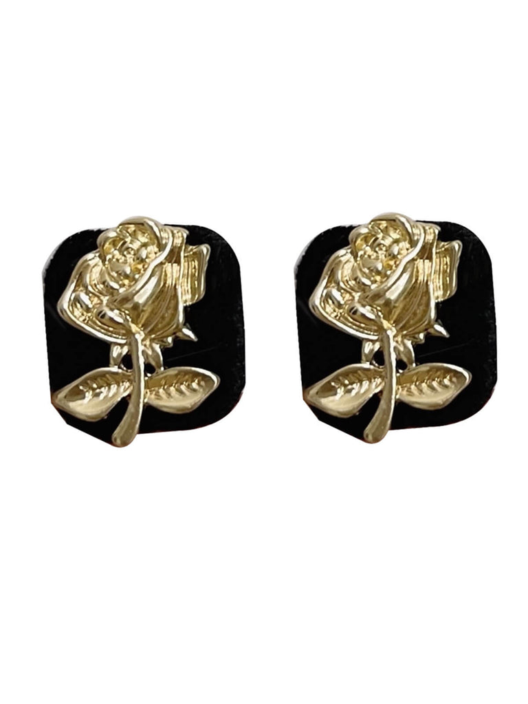 Vintage Black & Gold Cubic Flower Earrings — the 1950s finishing touch that makes her outfit sing