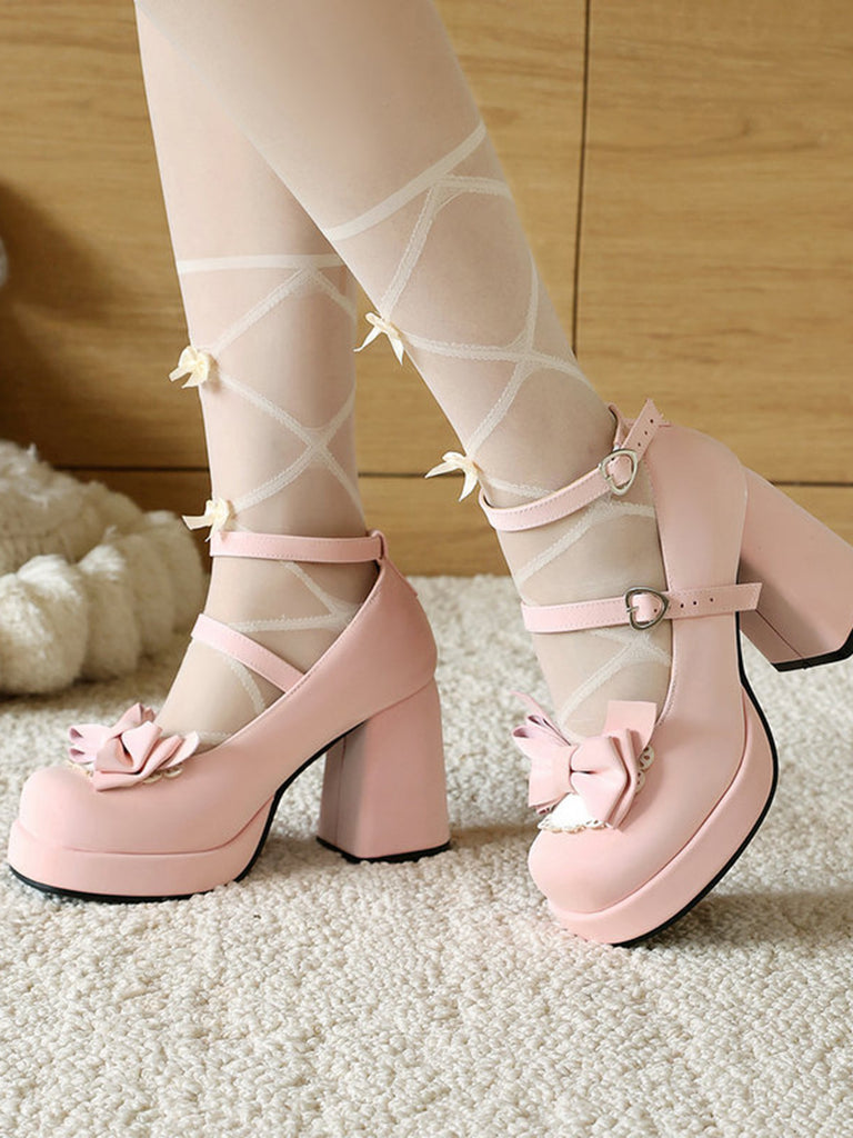 Bow Patchwork Vintage Classic Shoes 11