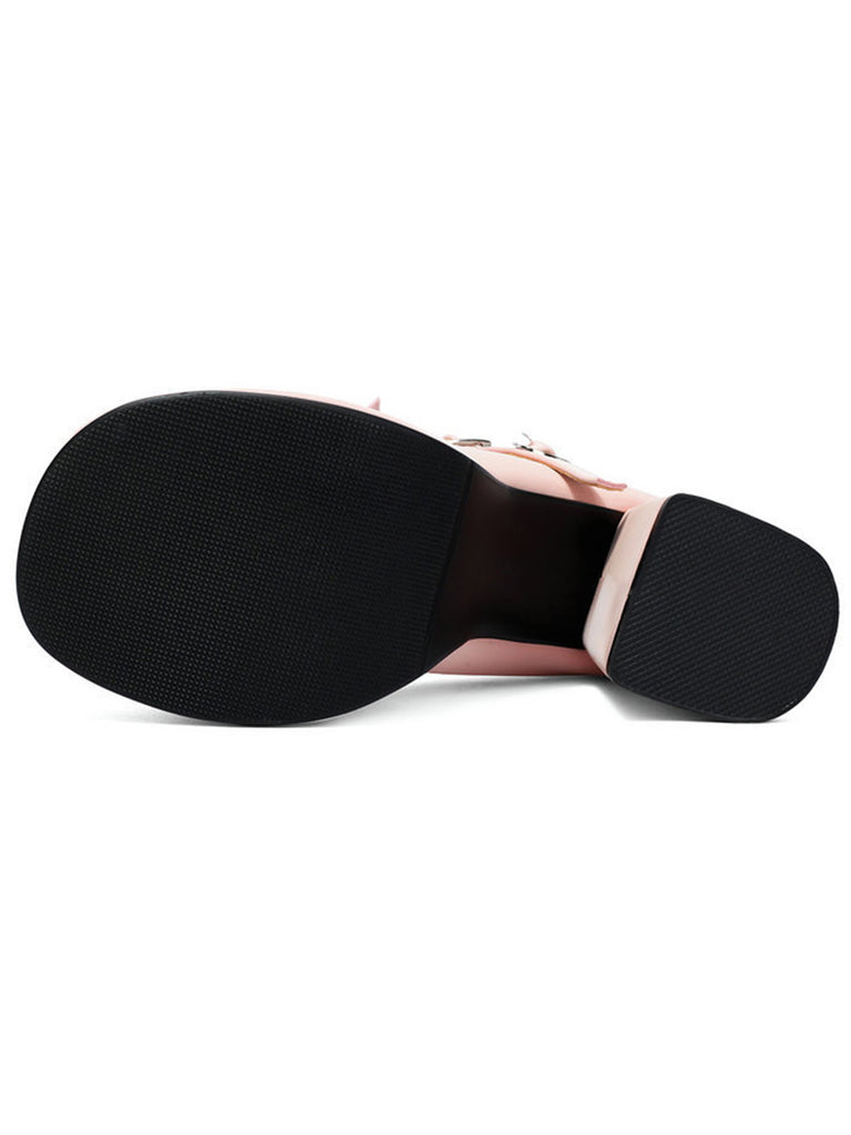 Bow Patchwork Vintage Classic Shoes 15