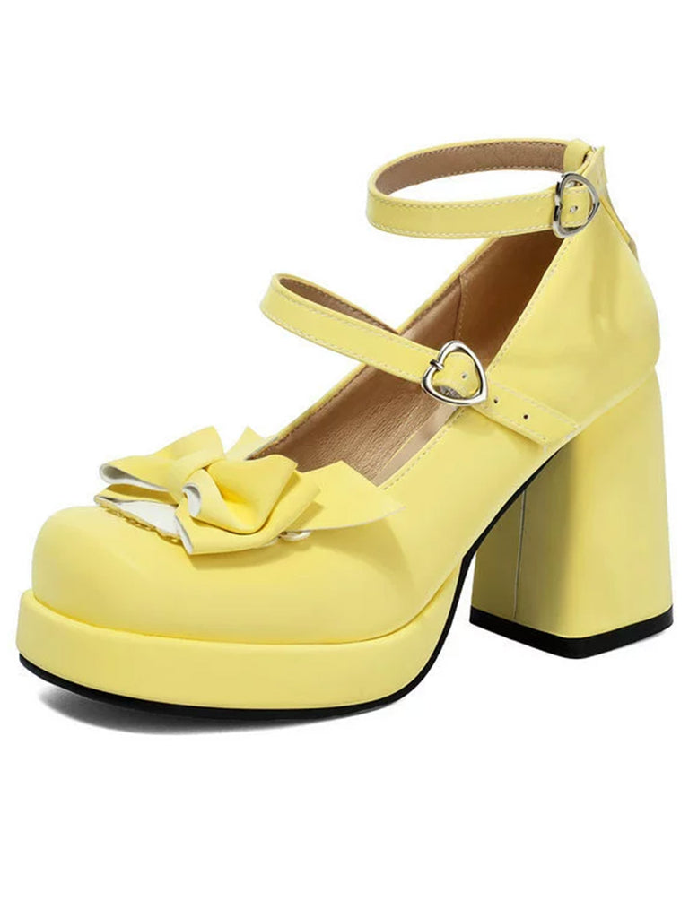 Bow Patchwork Vintage Classic Shoes 16