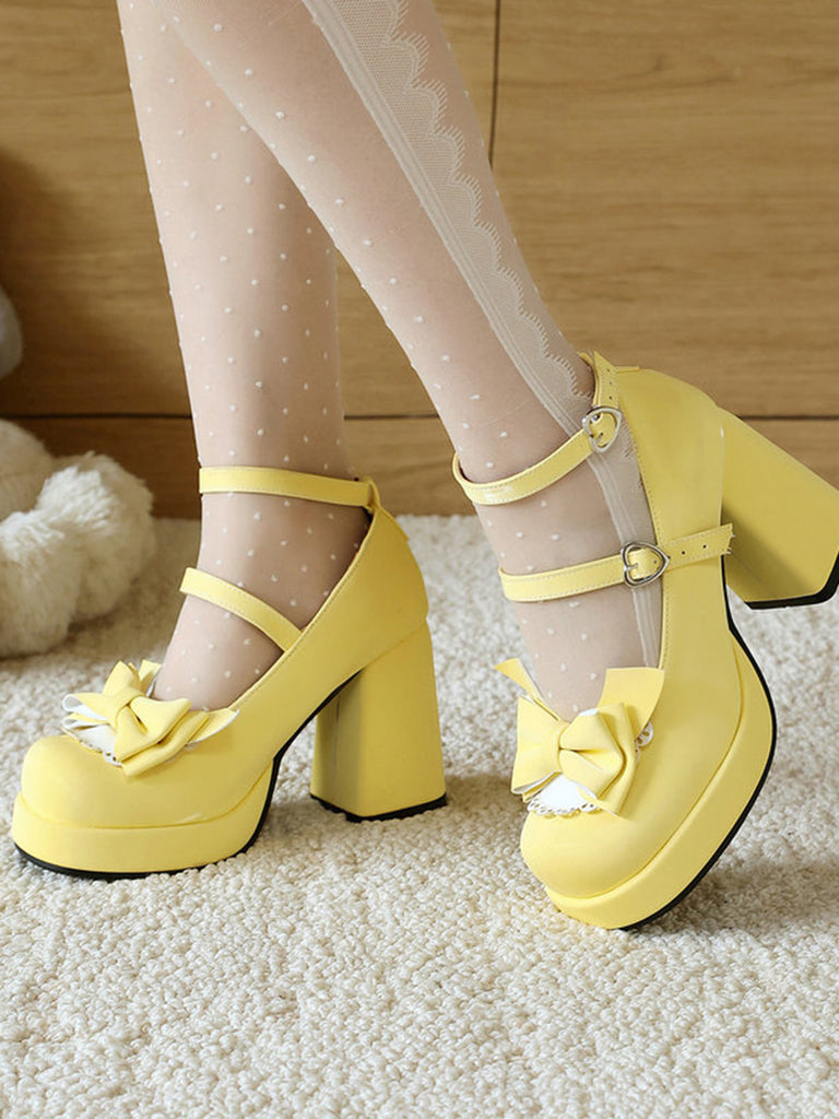 Bow Patchwork Vintage Classic Shoes 17