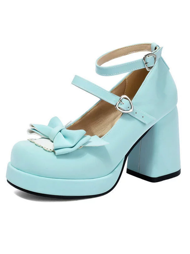 Bow Patchwork Vintage Classic Shoes 4
