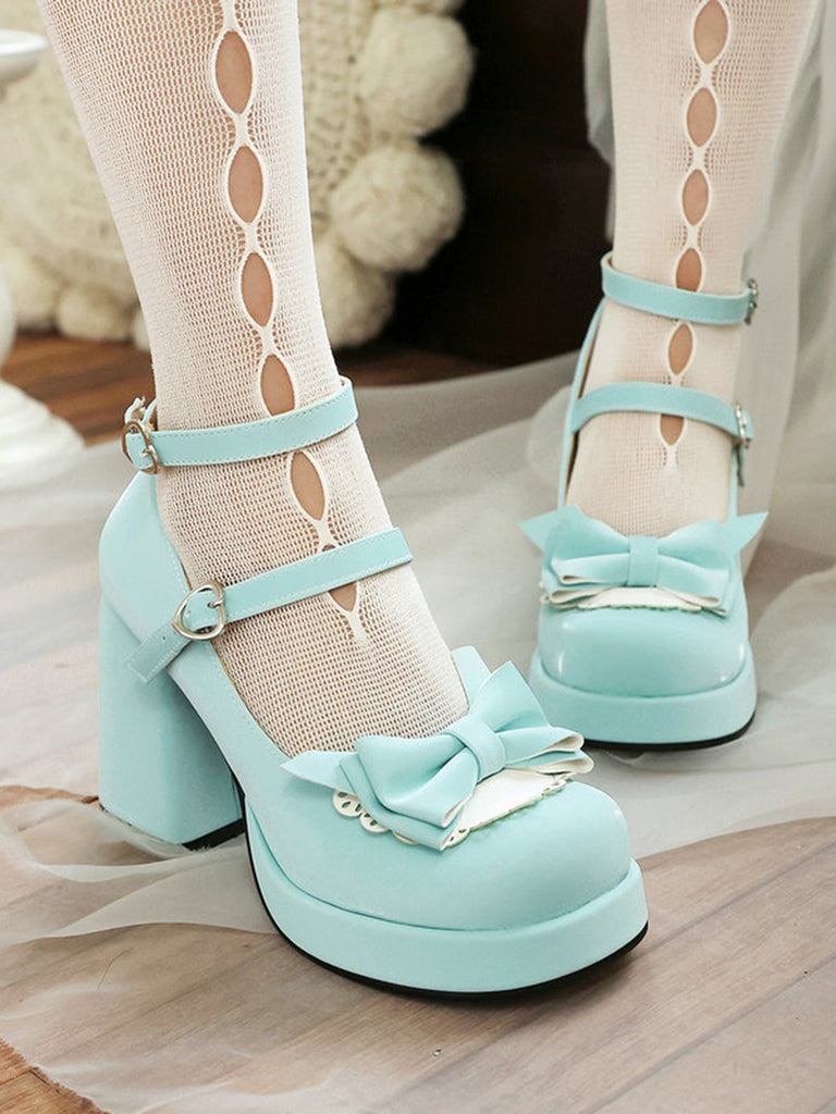 Bow Patchwork Vintage Classic Shoes 6