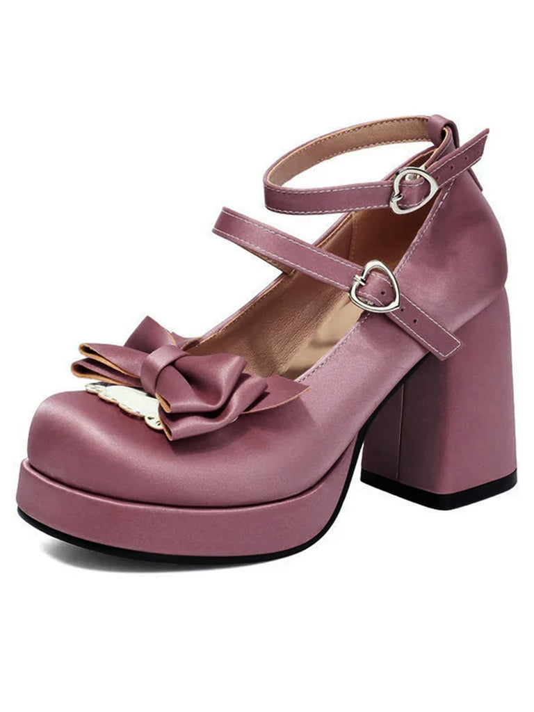 Bow Patchwork Vintage Classic Shoes 7