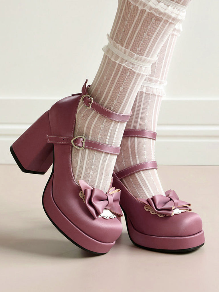 Bow Patchwork Vintage Classic Shoes 9