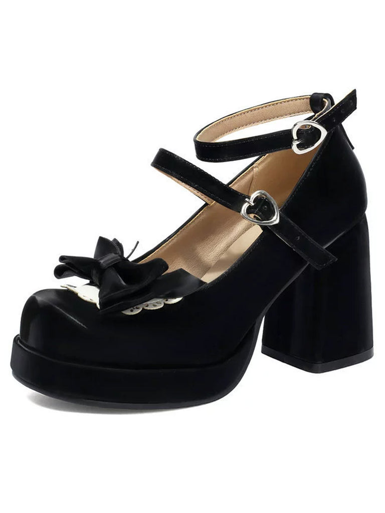 Bow Patchwork Vintage Classic Shoes