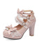 Vintage Bow Pearls Lace Chunky Lolita Heels — 1950s style that transcends decades